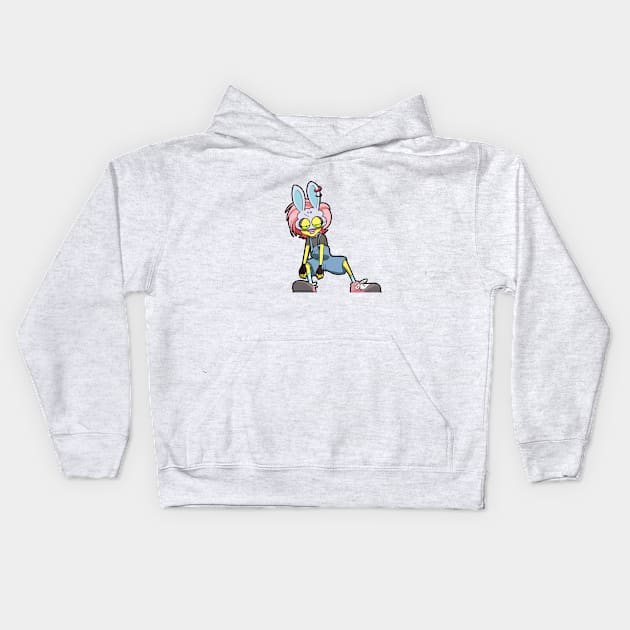 Rabbit cartoon character colorful design Kids Hoodie by slluks_shop